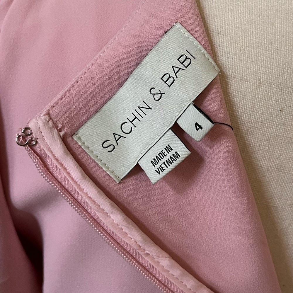 NWT SACHIN + BABI | Pink Layla Midi Dress w Puff Sleeve and Mermaid Hem | Size 4 - Picture 12 of 16